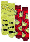 DR. SUESS HOW THE GRINCH STOLE CHRISTMAS Men’s 2 Pair Of Socks STINK STANK STUNK BIOWORLD Brand - Novelty Socks And Slippers