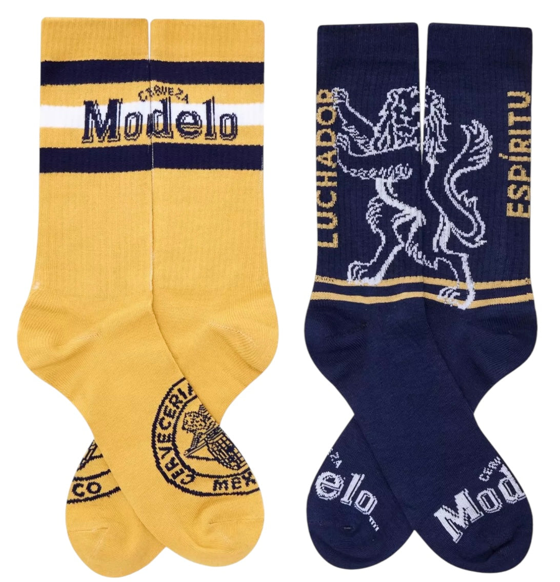 MODELO BEER Men’s 2 Pair Of Socks ESPIRITU LUCHADOR - Novelty Socks And Slippers