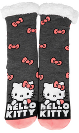 SANRIO HELLO KITTY Ladies Sherpa Lined Gripper Bottom Slipper Socks - Novelty Socks And Slippers