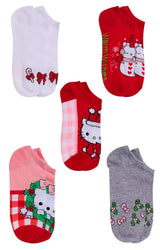 SANRIO HELLO KITTY Ladies CHRISTMAS 5 Pair Of No Show Socks ‘WARM WISHES’ - Novelty Socks And Slippers