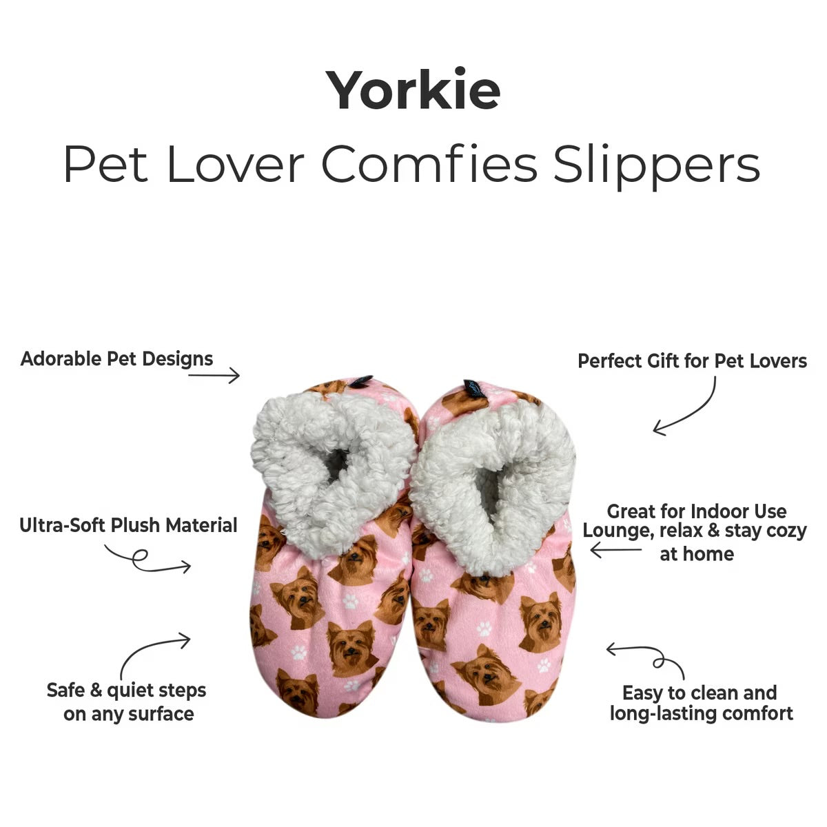 YORKIE Dog Ladies Non-Slip Slippers COMFIES BRAND By E&S Pets