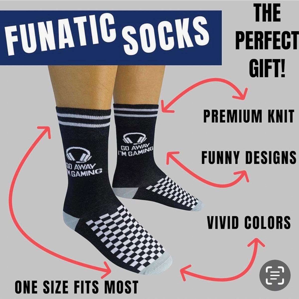 FUNATIC Brand Unisex ‘GO AWAY I’M GAMING’ Socks With HEADPHONES - Novelty Socks And Slippers