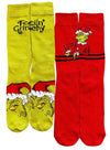 DR. SUESS HOW THE GRINCH STOLE CHRISTMAS Men’s 2 Pair Of Socks FEELIN' GRINCHY BIOWORLD Brand - Novelty Socks And Slippers