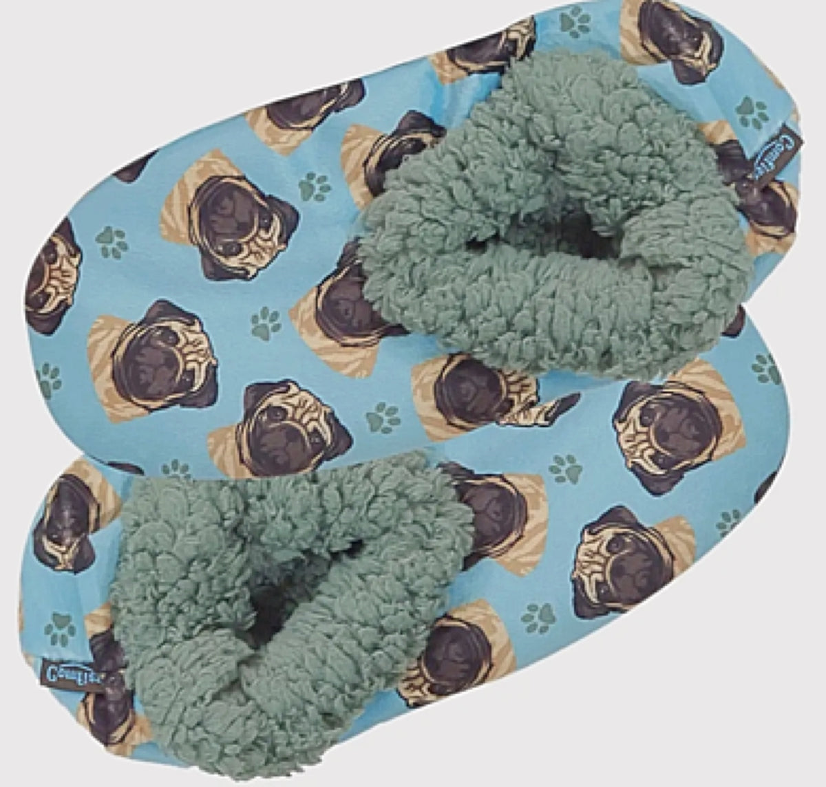 COMFIES BRAND Ladies PUG DOG Non-Skid SLIPPERS - Novelty Socks And Slippers