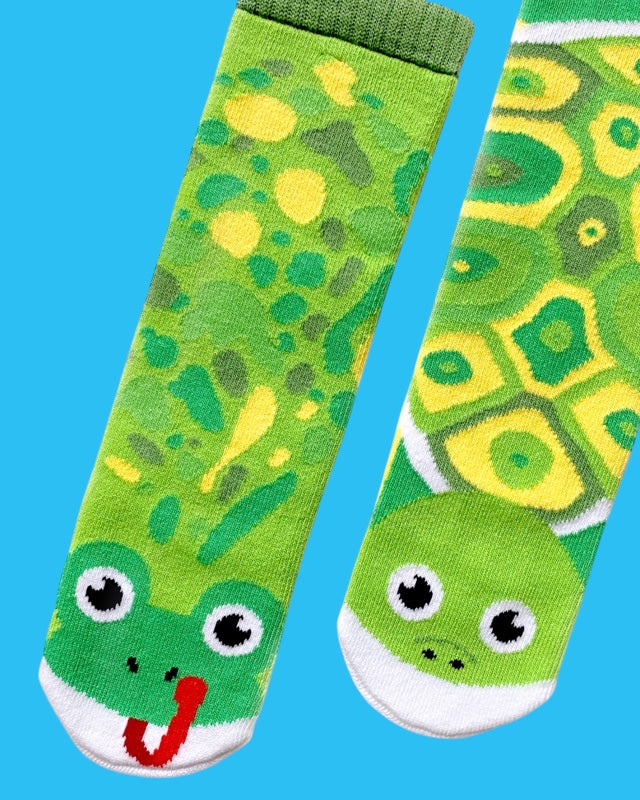 FROG & TURTLE Unisex Toddler Mismatched Gripper Bottom Socks PALS SOCKS Brand - Novelty Socks And Slippers