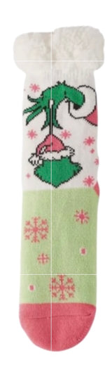 HOW THE GRINCH STOLE CHRISTMAS Ladies Sherpa Lined Gripper Bottom Slipper Socks (Choose Style) - Novelty Socks And Slippers