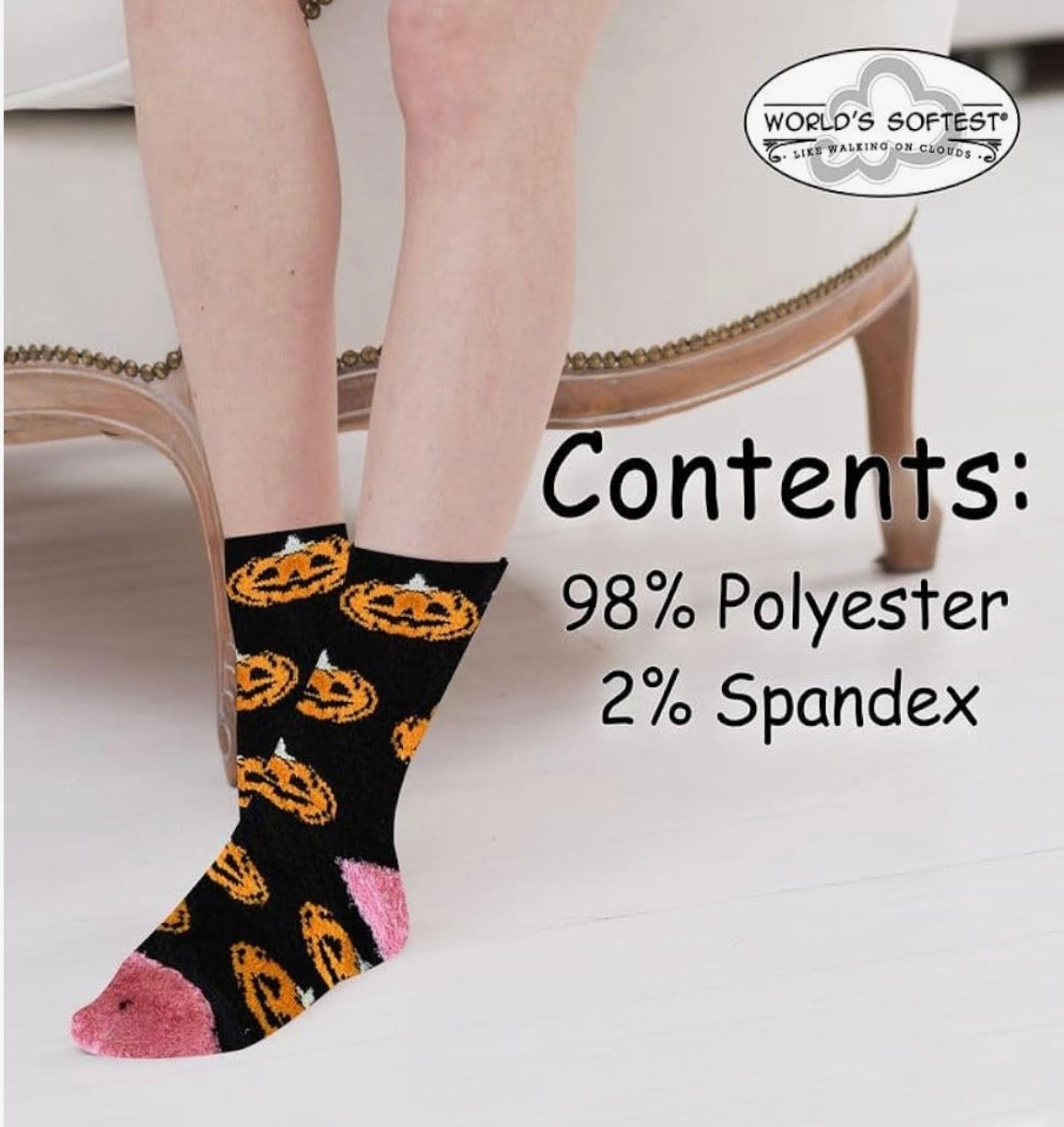 GIANT PUMPKINS Ladies Soft Cozy Halloween Socks WORLD’S SOFTEST SOCKS Brand - Novelty Socks And Slippers