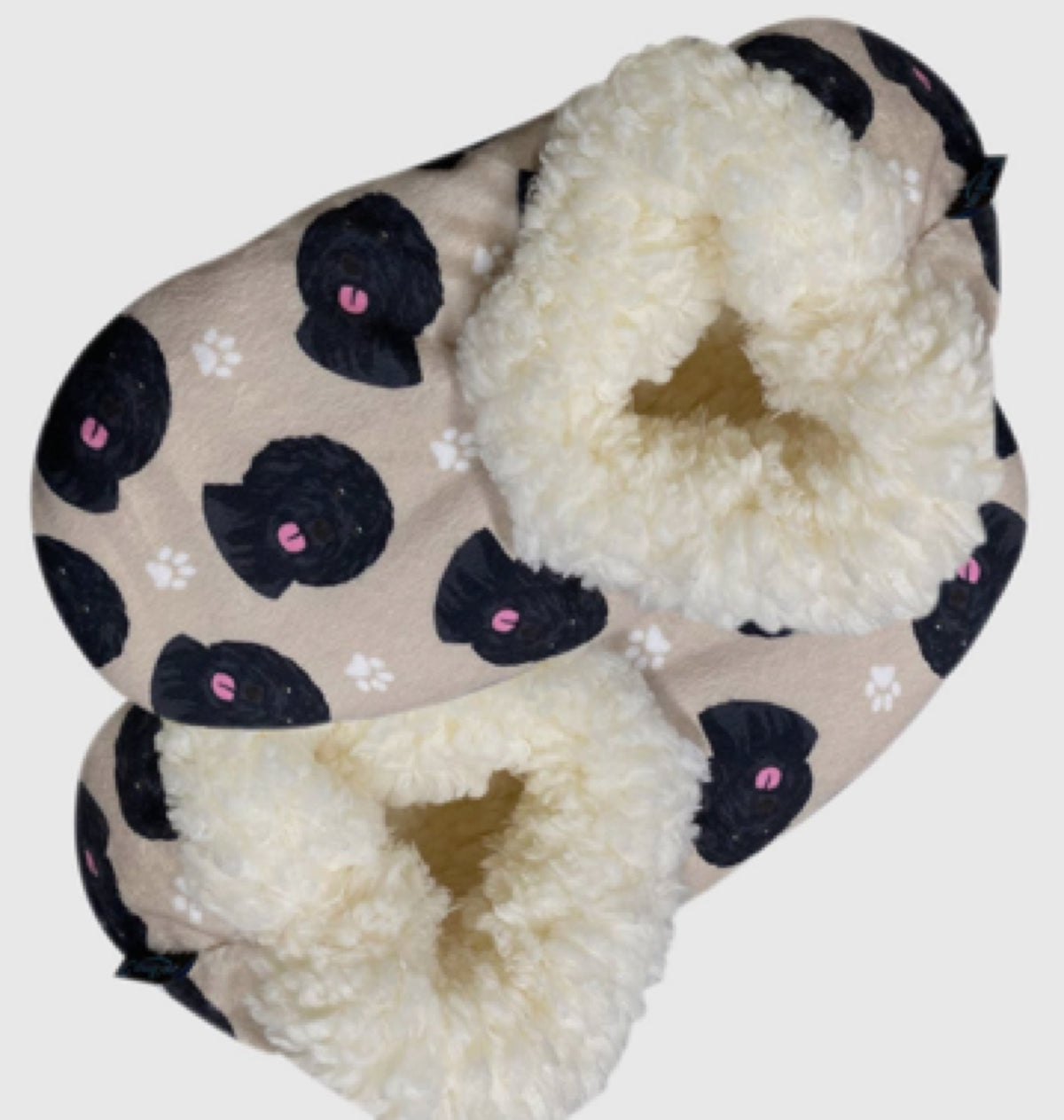 COMFIES BRAND LADIES BLACK LABRADOODLE NON-SKID SLIPPERS - Novelty Socks for Less