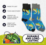 FOOZYS BRAND MEN’S 2 PAIR OF BASS FISHING SOCKS - Novelty Socks And Slippers