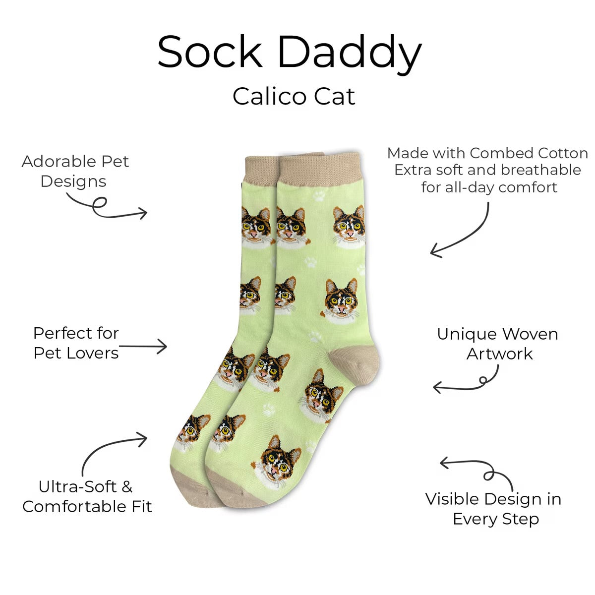 CALICO Cat Adult Unisex Socks By E&S Pets Choose Style