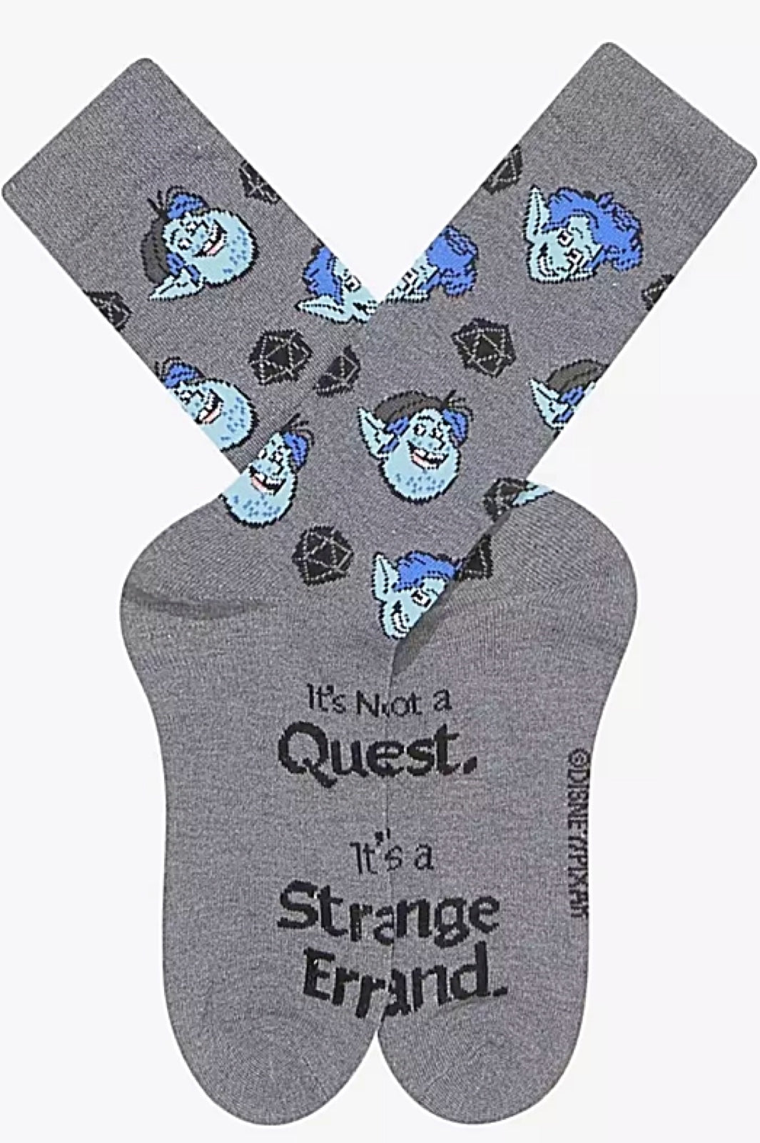 DISNEY’S ONWARD Men’s Crew Socks ‘IT’S NOT A QUEST IT’S A STRANGE ERRAND’ - Novelty Socks for Less