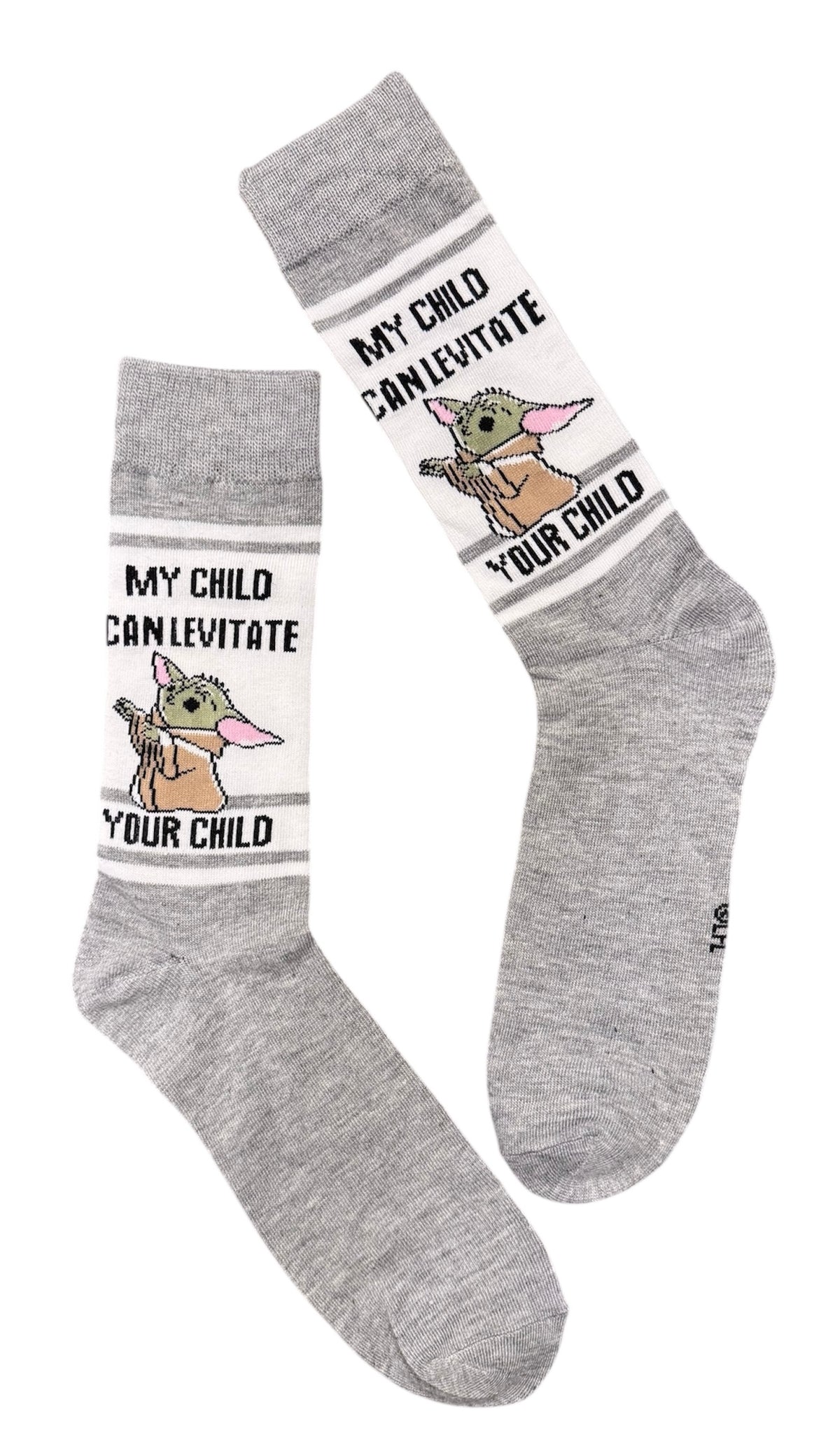 STAR WARS Men’s THE MANDALORIAN BABY YODA Socks ‘MY CHILD CAN LEVITATE YOUR CHILD’ - Novelty Socks And Slippers