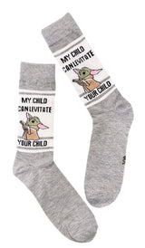 STAR WARS Men’s THE MANDALORIAN BABY YODA Socks ‘MY CHILD CAN LEVITATE YOUR CHILD’ - Novelty Socks And Slippers