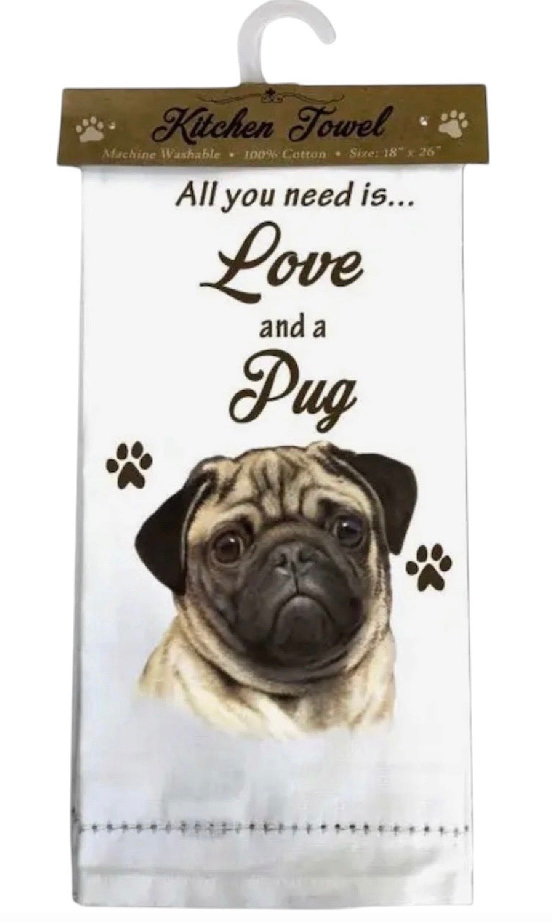 ALL YOU NEED IS LOVE & A DOG Kitchen Tea Towel By E&S Pets (Choose Breed)