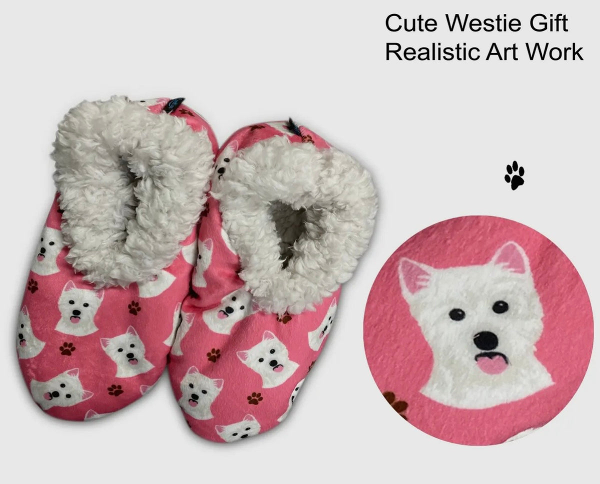 WESTIE Dog Ladies Non-Slip Slippers COMFIES BRAND By E&S Pets - Novelty Socks And Slippers