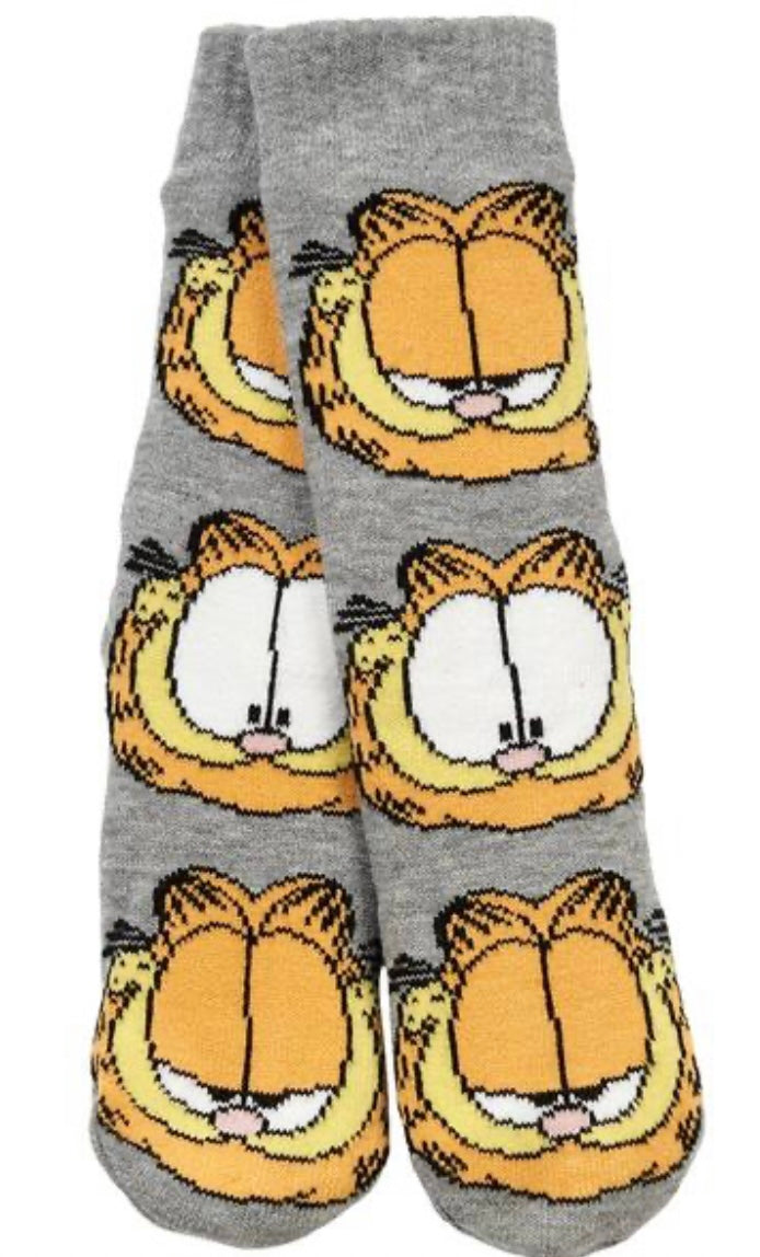 GARFIELD Cat Ladies Gripper Bottom Cozy Warmer Slipper Socks - Novelty Socks And Slippers
