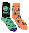 PEANUTS Men’s HALLOWEEN 2 Pair Of Socks Charlie Brown As Frankenstein ‘CREEPIN IN REAL’ - Novelty Socks And Slippers