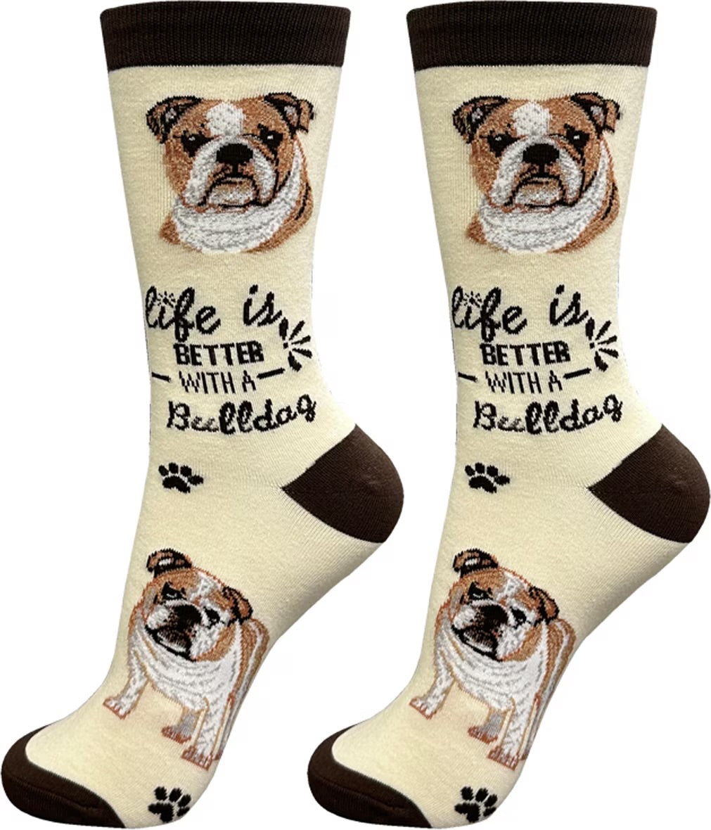 BULLDOG Adult Unisex Socks By E&S Pets Choose Style