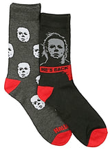 HALLOWEEN II Men’s 2 Pair Of MICHAEL MYERS Socks ‘HE’S BACK’ - Novelty Socks for Less