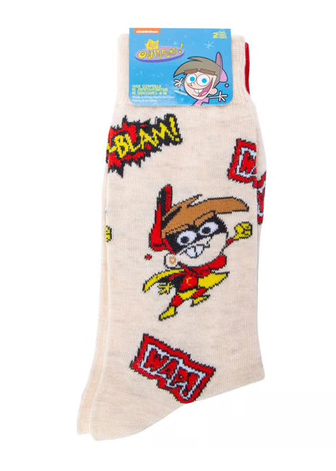 THE FAIRLY ODDPARENTS Men’s 2 Pair Of Socks TIMMY TURNER ‘WAP’ ‘KA-BLAM’ - Novelty Socks And Slippers
