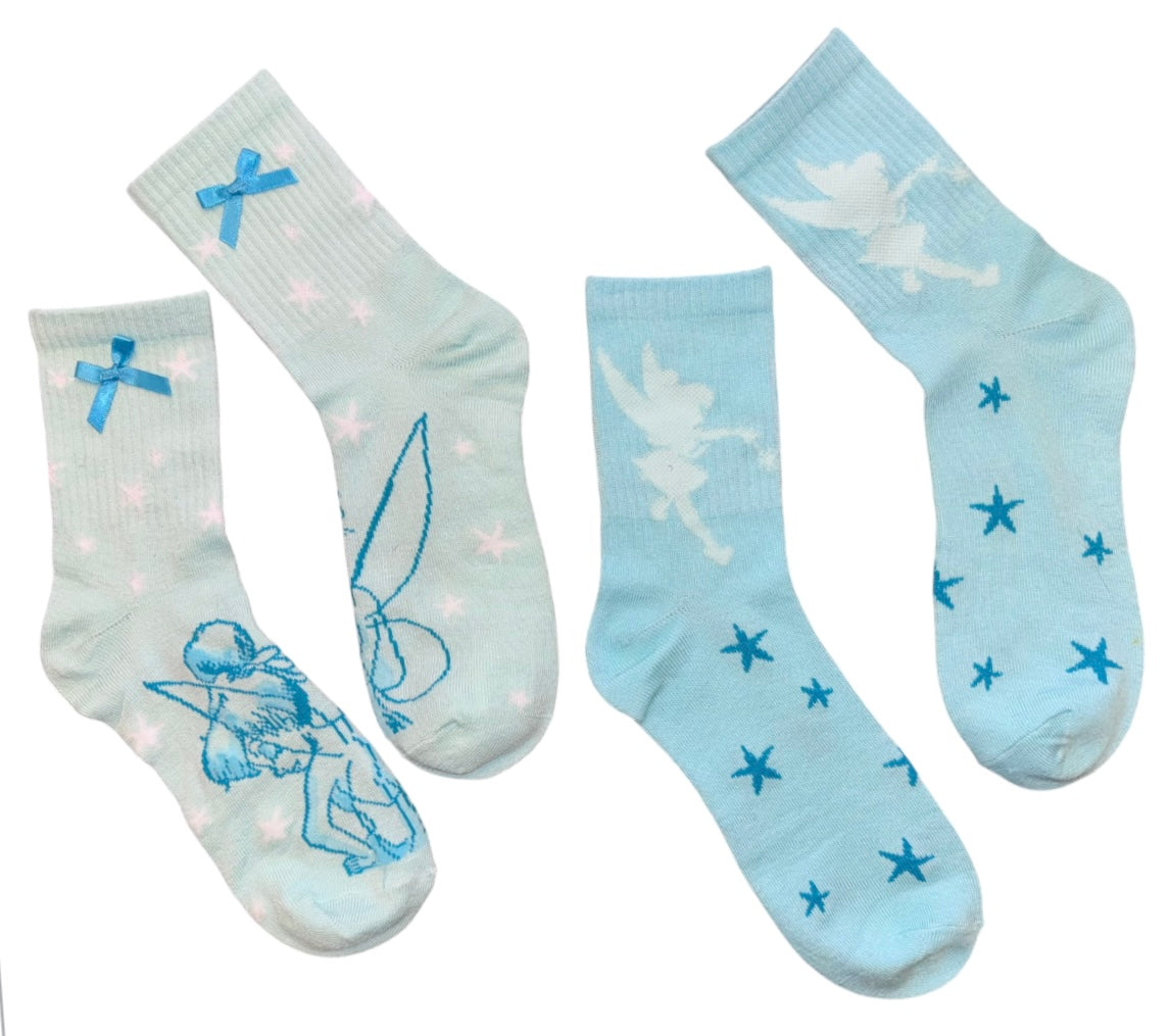 DISNEY TINKERBELL Ladies 2 Pair Of Socks - Novelty Socks And Slippers