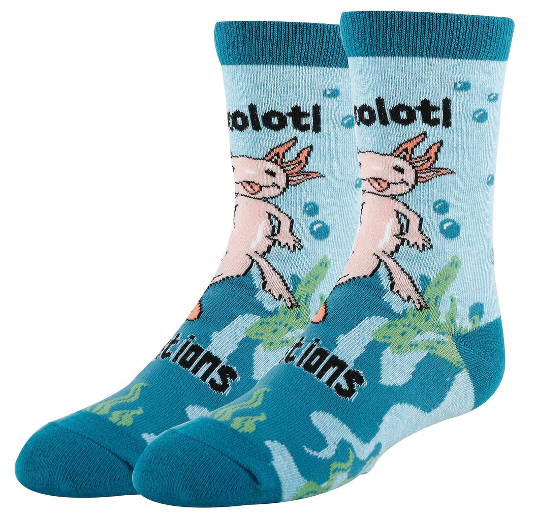 OOOH YEAH Brand Kids AXOLOTL Socks Says‘AXOLOTL QUESTIONS’ - Novelty Socks And Slippers