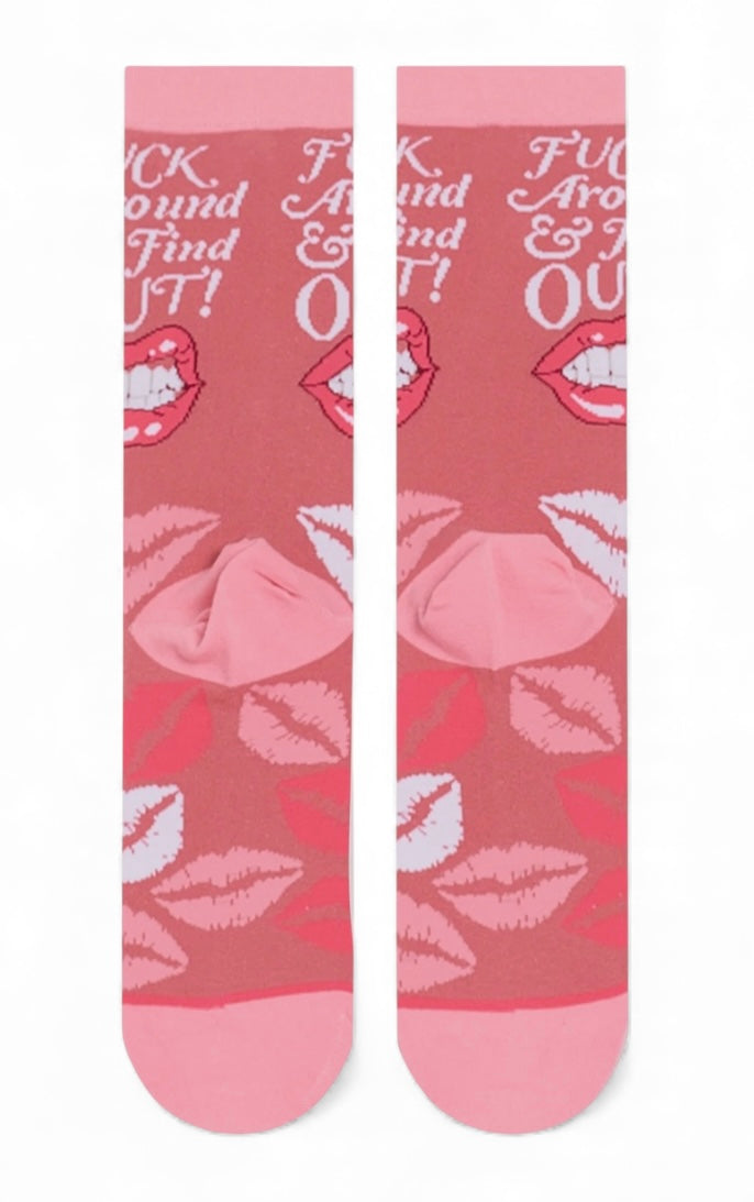 FUCK AROUND & FIND OUT Adult Unisex Socks Medium Feet COOL SOCKS Brand - Novelty Socks And Slippers