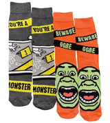 SHREK The Movie Men’s 2 Pair Of HALLOWEEN Socks ‘YOU’RE A MONSTER’ - Novelty Socks And Slippers