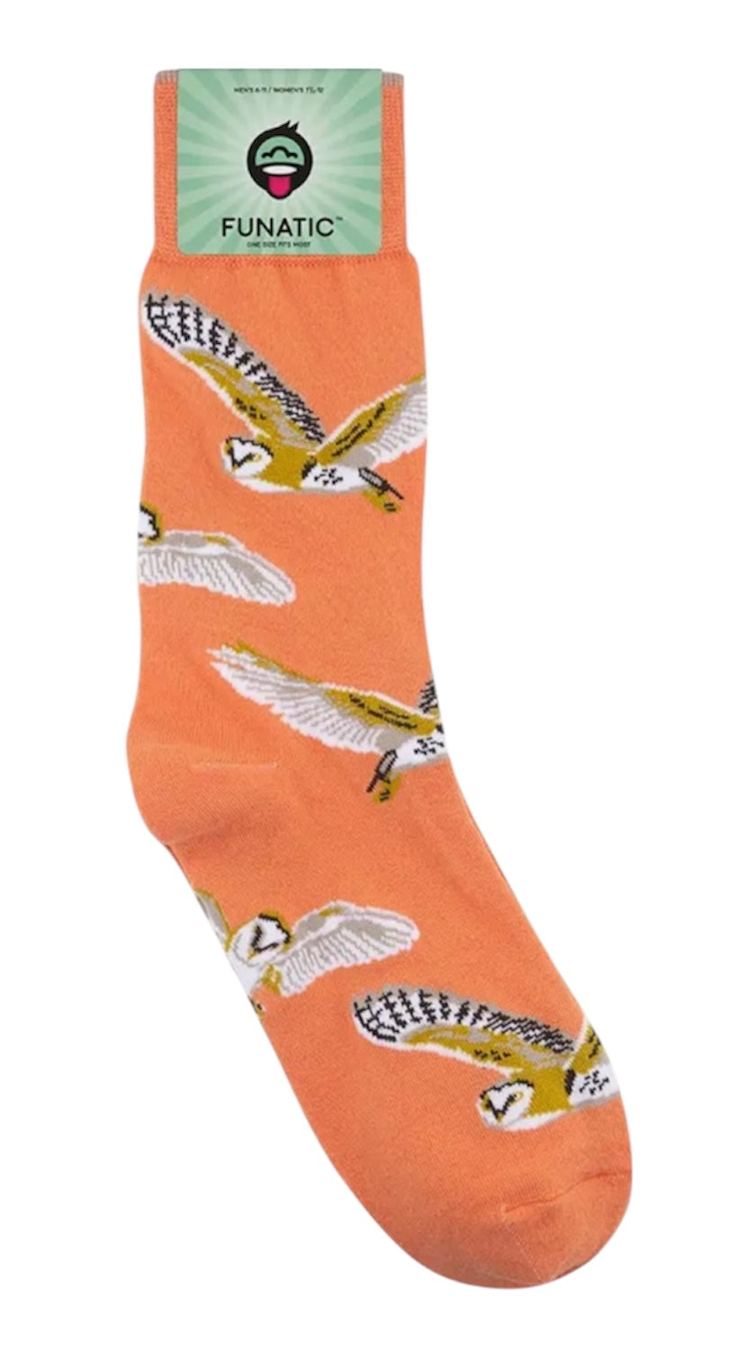 BARN OWL Adult Unisex Socks FUNATIC Brand Barn Owls All Over - Novelty Socks And Slippers