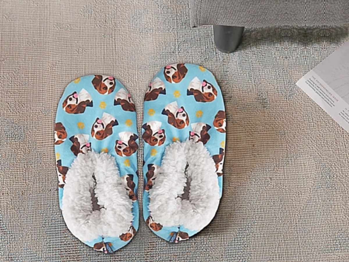 COMFIES BRAND Ladies BEAGLE DOG Non-Skid SLIPPERS By E&S Pets - Novelty Socks for Less