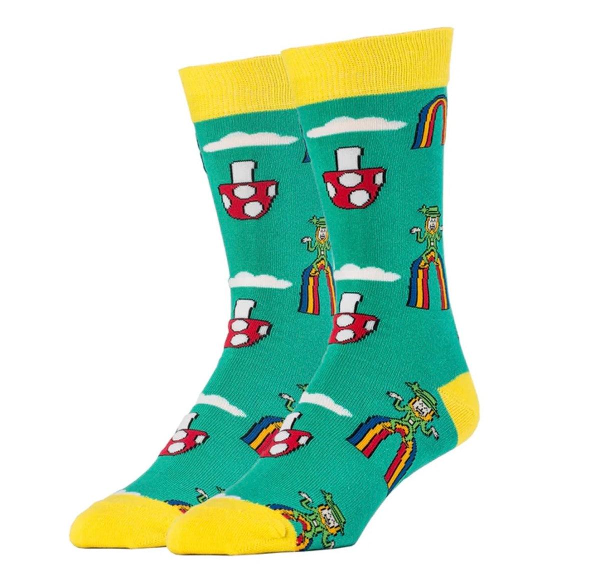 HAPPY SHROOMS Men's ST. PATRICKS DAY Socks LEPRECHAUN & MUSHROOMS OOOH YEAH Brand