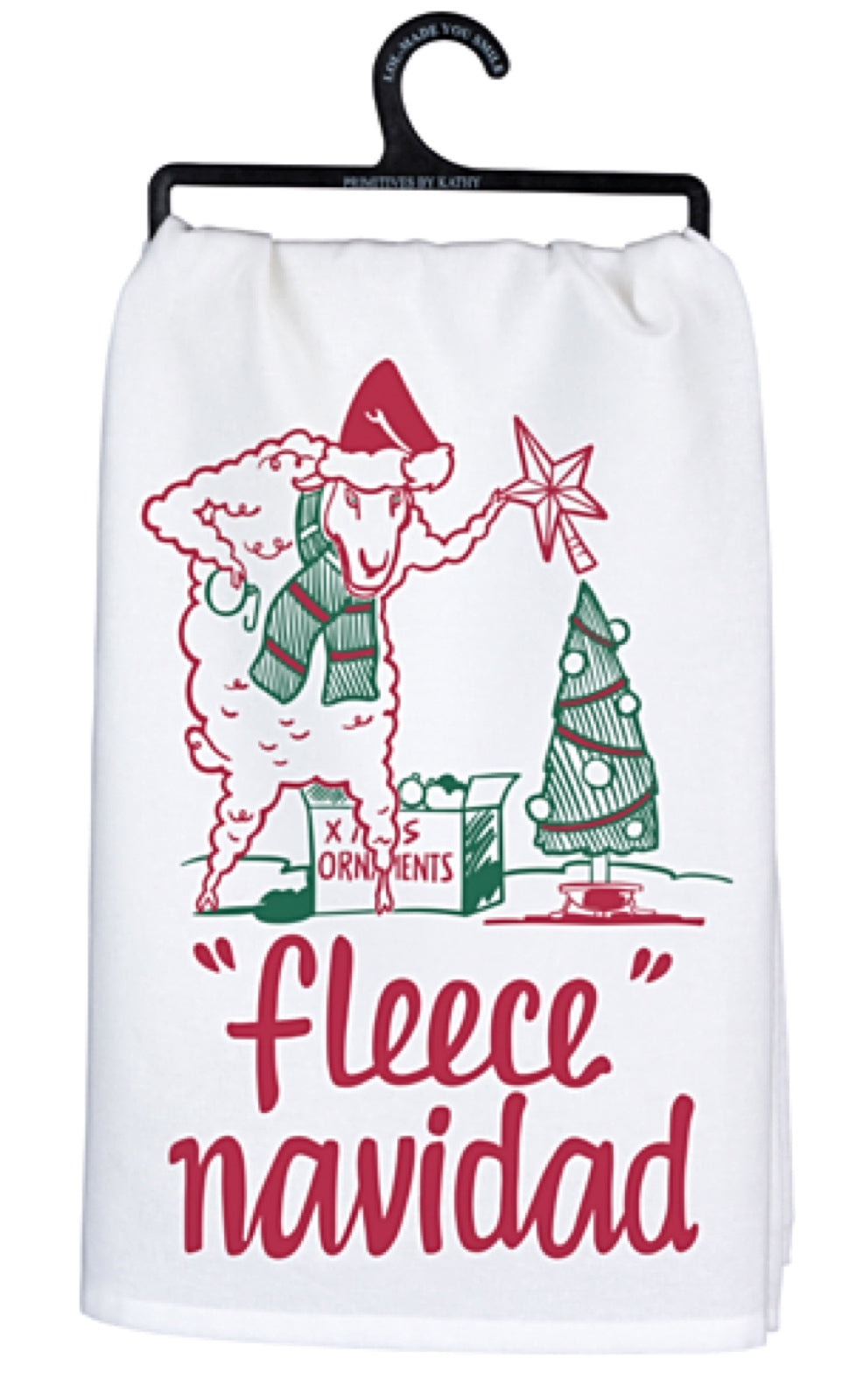 PRIMITIVES BY KATHY CHRISTMAS Kitchen Tea Towel ‘FLEECE NAVIDAD’ - Novelty Socks And Slippers