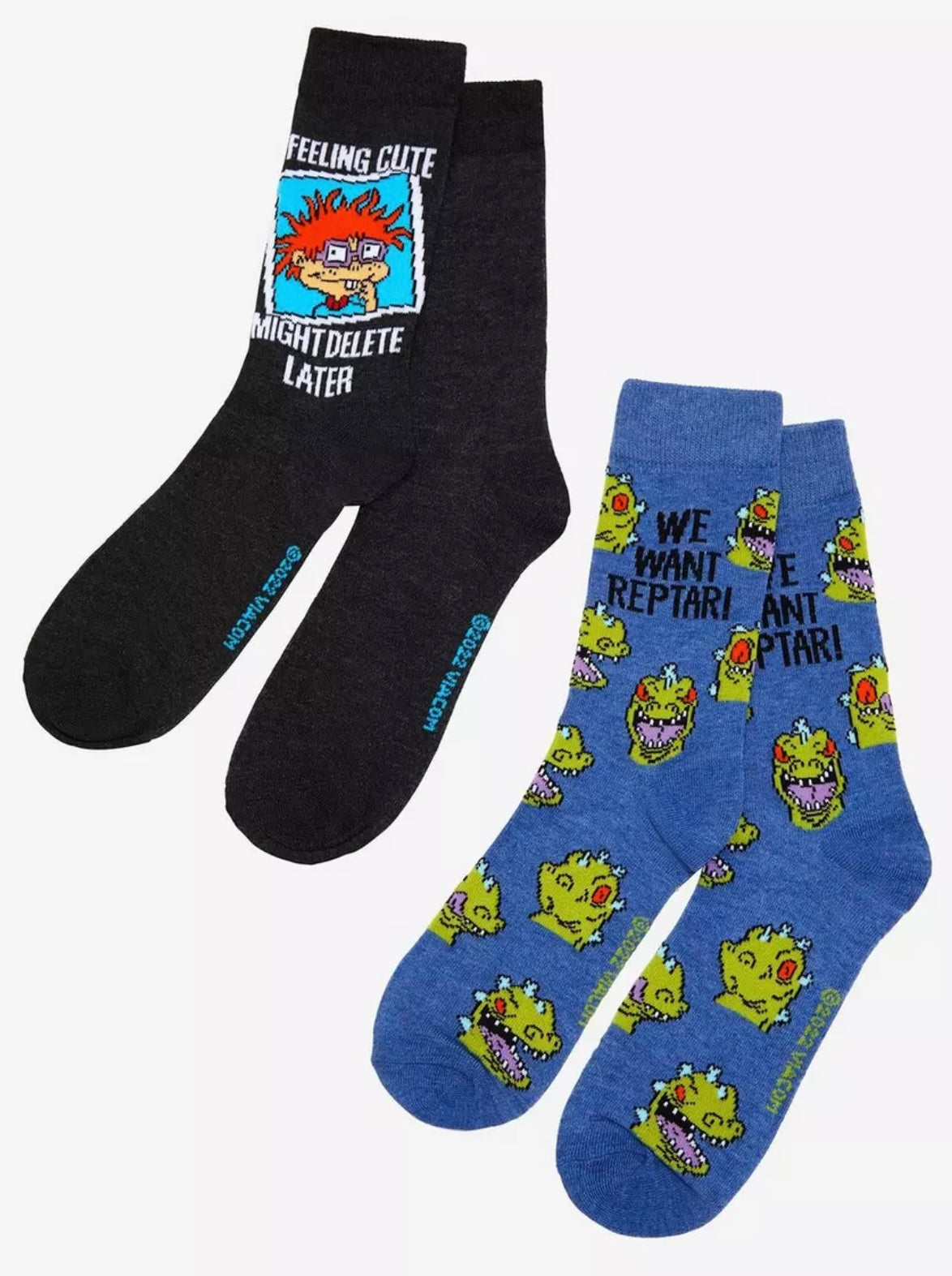 RUGRATS Men’s 2 Pair Of Socks CHUCKIE SELFIE ‘FEELING CUTE MIGHT DELETE LATER’ - Novelty Socks And Slippers