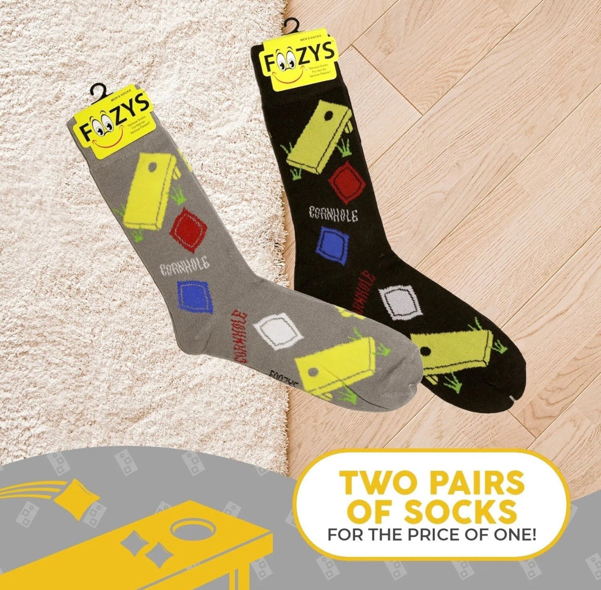 CORNHOLE Men’s 2 Pair Of Socks FOOZYS Brand