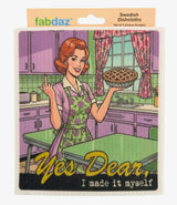 CRAZY RETRO WIFE Set Of 3 Sassy Swedish Dishcloths ‘Yes Dear, I Made It Myself’ With Middle Finger