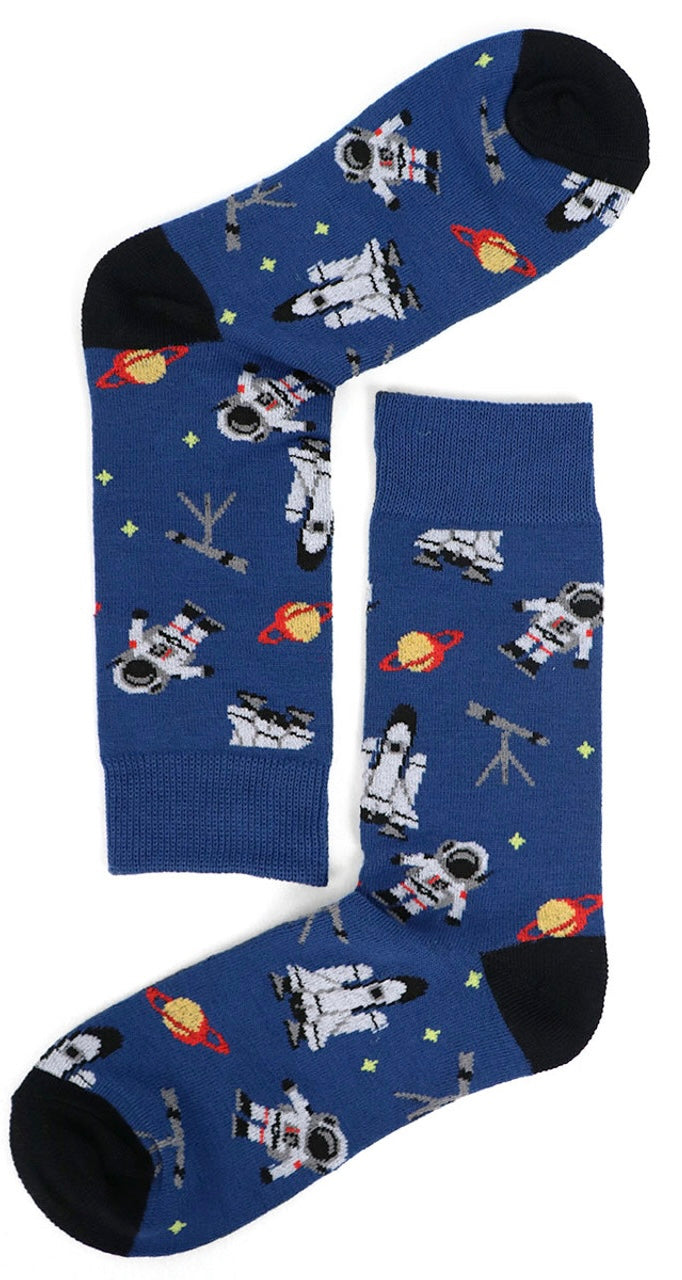 PARQUET Brand Ladies ASTRONAUT Socks PLANETS, TELESCOPE - Novelty Socks And Slippers