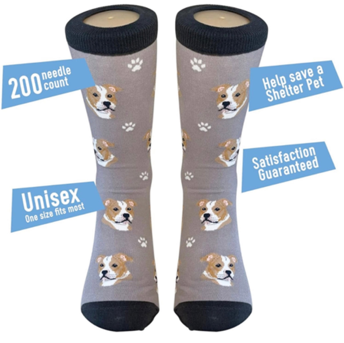 PIT BULL Dog Unisex Socks By E&S Pets CHOOSE SOCK DADDY, HAPPY TAILS, LIFE IS BETTER - Novelty Socks for Less