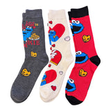 SESAME STREET Men’s COOKIE MONSTER Valentines Day 3 Pair Of Socks ‘ME LOVE LANGUAGE IS COOKIE’ - Novelty Socks And Slippers