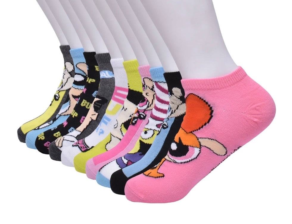 POWEPUFF GIRLS Ladies 10 Pair Of Ankle Socks 'ARE YOU PUFF ENOUGH' - Novelty Socks And Slippers