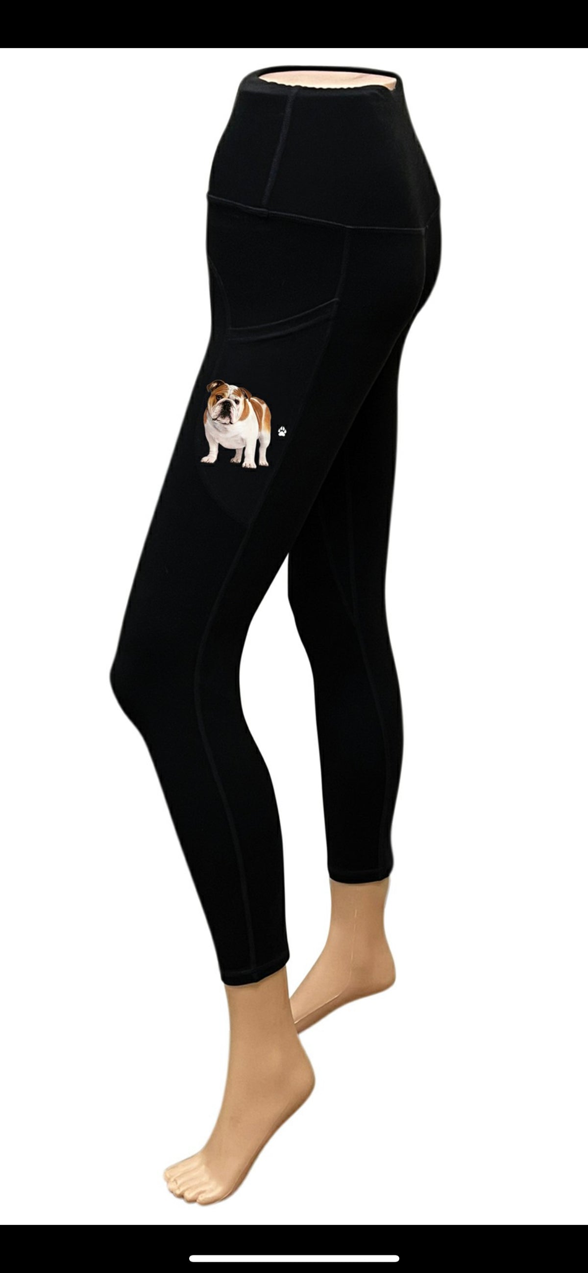 URBAN ATHLETICS Ladies BULLDOG High Rise Leggings With Pockets E&S Pets - Novelty Socks for Less