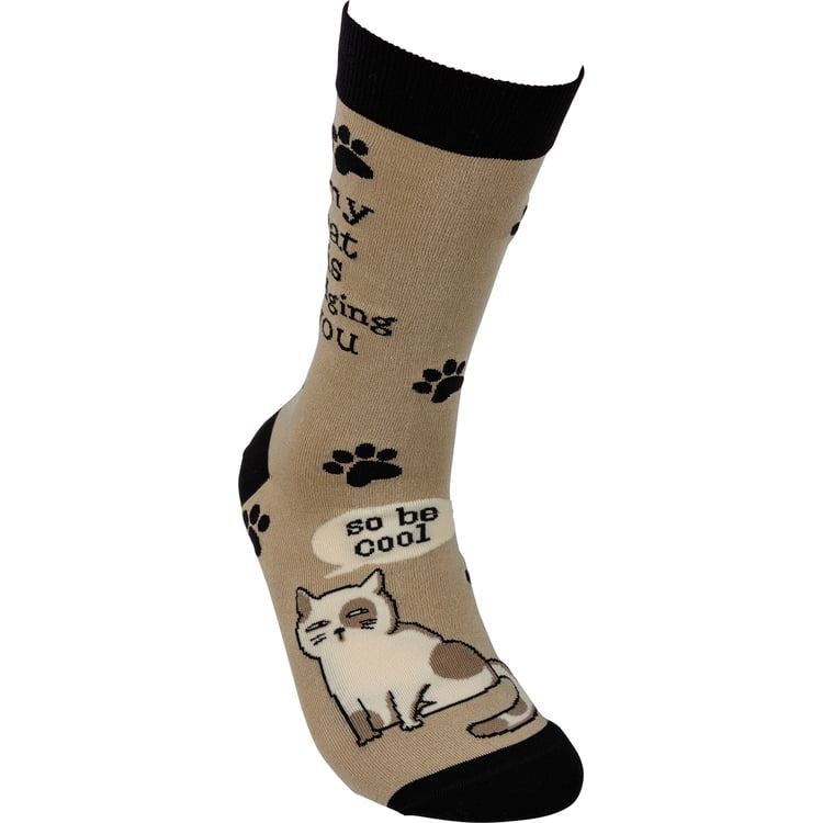 MY CAT IS JUDGING YOU SO BE COOL Unisex Adult Socks PRIMITIVES BY KATHY