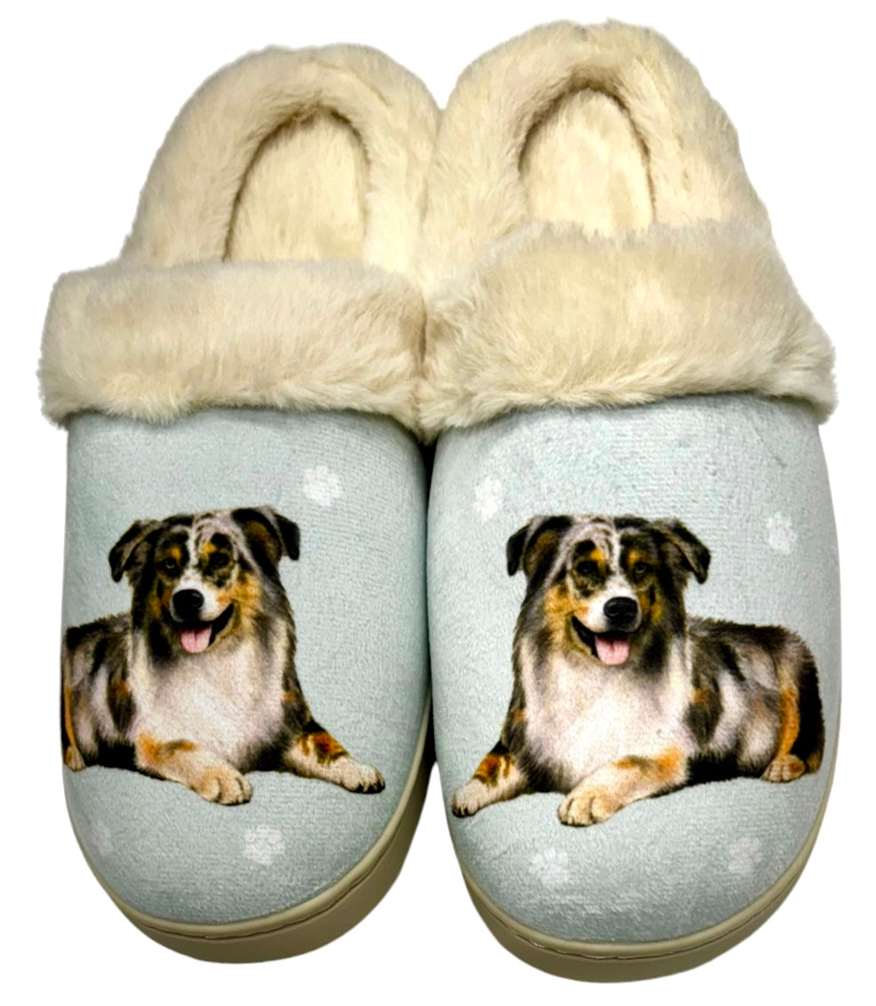 SNUGGS Memory Foam AUSTRALIAN SHEPHERD Dog Non Slip Slippers (Choose Size) By E&S Pets - Novelty Socks And Slippers