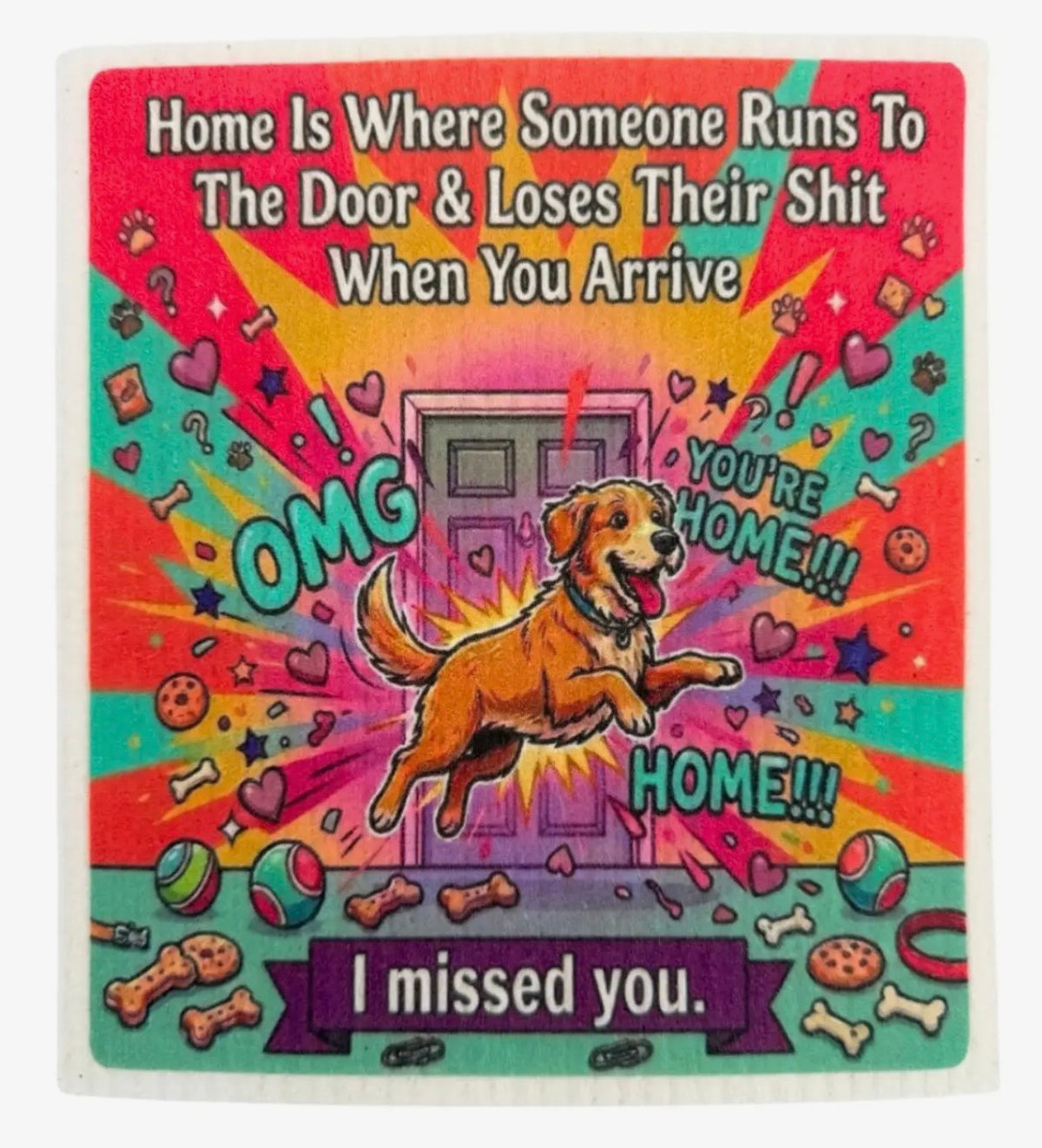 FUNNY DOG SAYINGS Set Of 3 Swedish Dishcloths ‘MY DOG THINKS I’M A F*CKING DELIGHT’