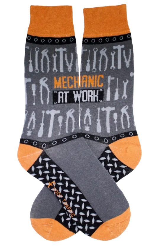 FOOT TRAFFIC Brand Men’s MECHANIC Socks ‘MECHANIC AT WORK’ - Novelty Socks And Slippers