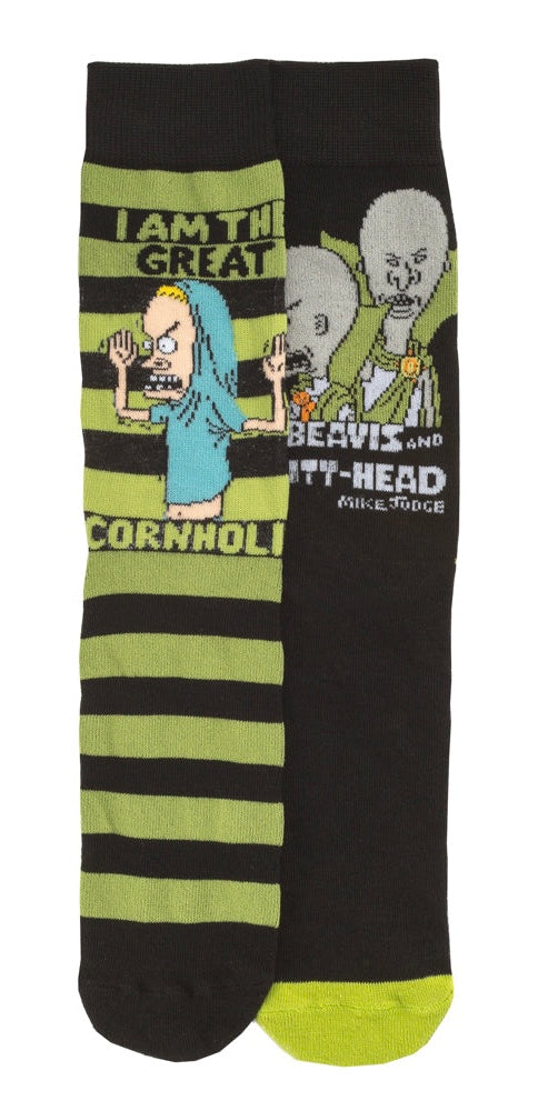 BEAVIS And BUTT-HEAD Men’s 2 Pair Of Halloween Socks ‘I AM THE GREAT CORNHOLIO’ - Novelty Socks And Slippers