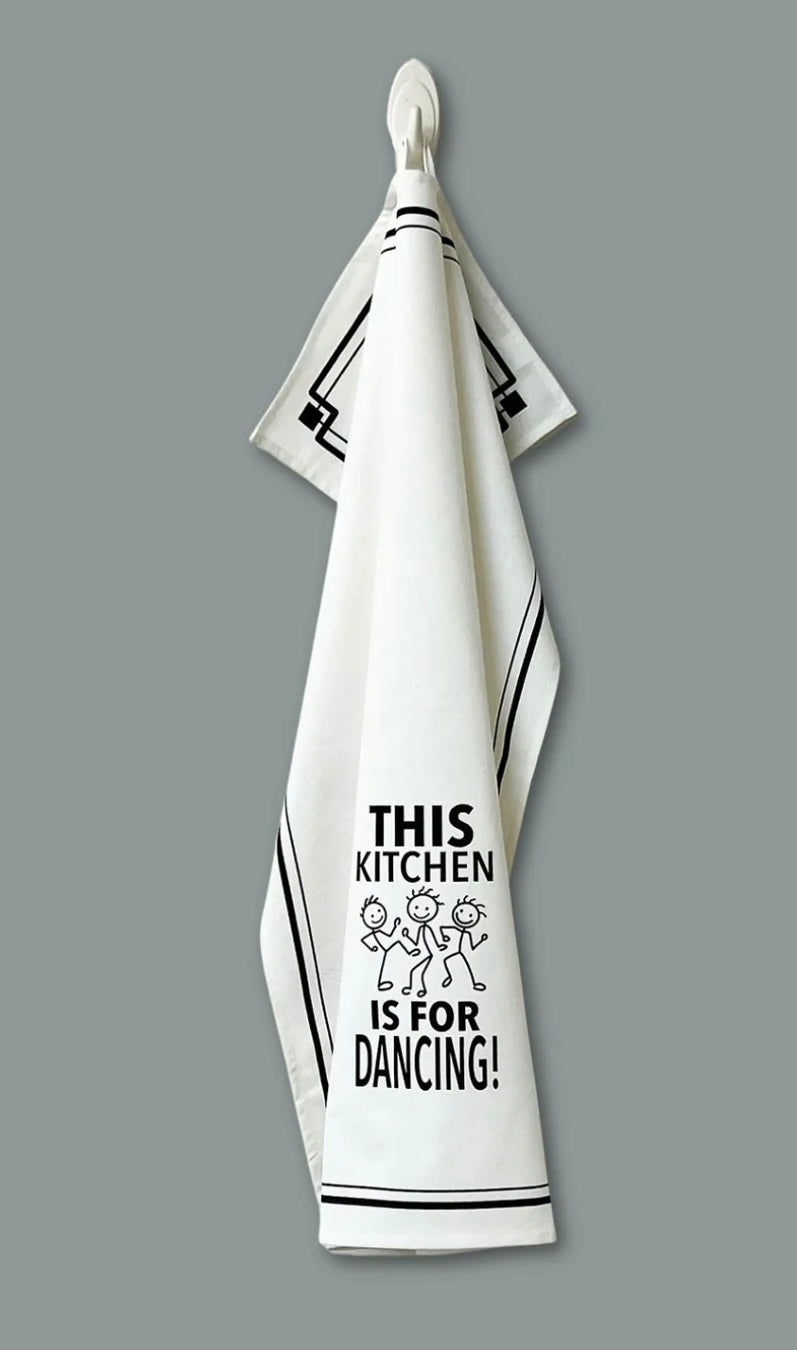 HEY NOW Brand By Fabdaz THIS KITCHEN IS FOR DANCING Kitchen Tea Towel - Novelty Socks And Slippers