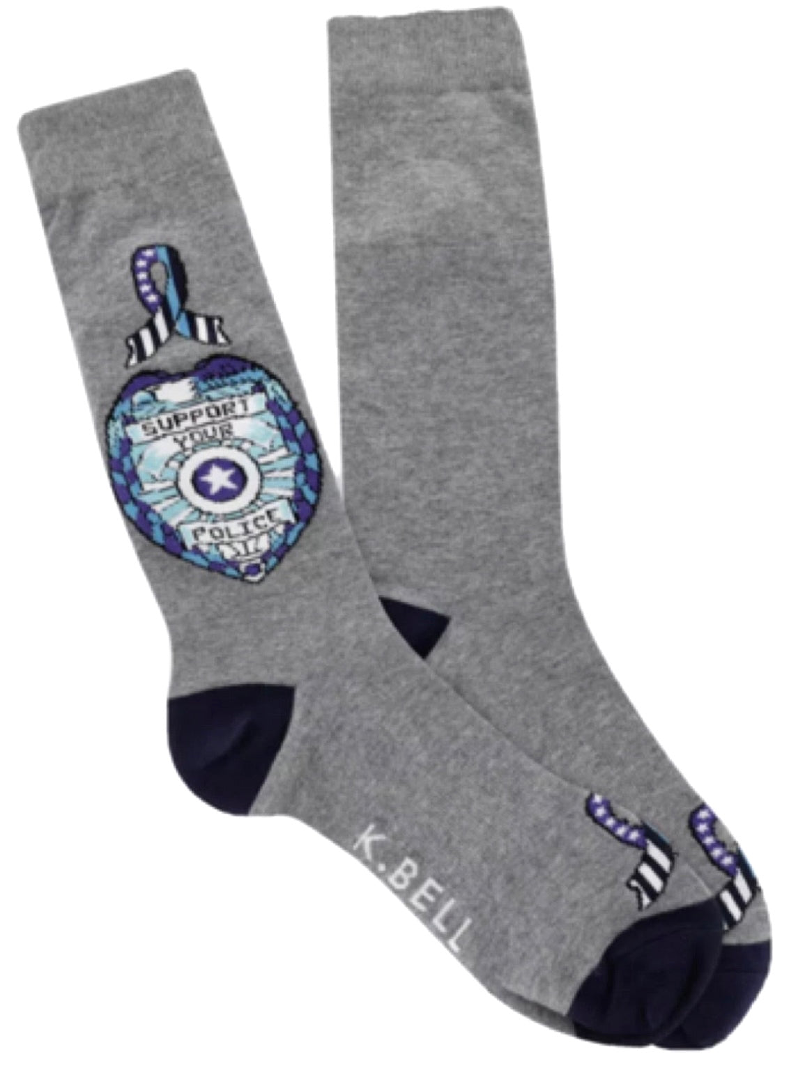 K. BELL Men's SUPPORT YOUR POLICE Socks - Novelty Socks And Slippers