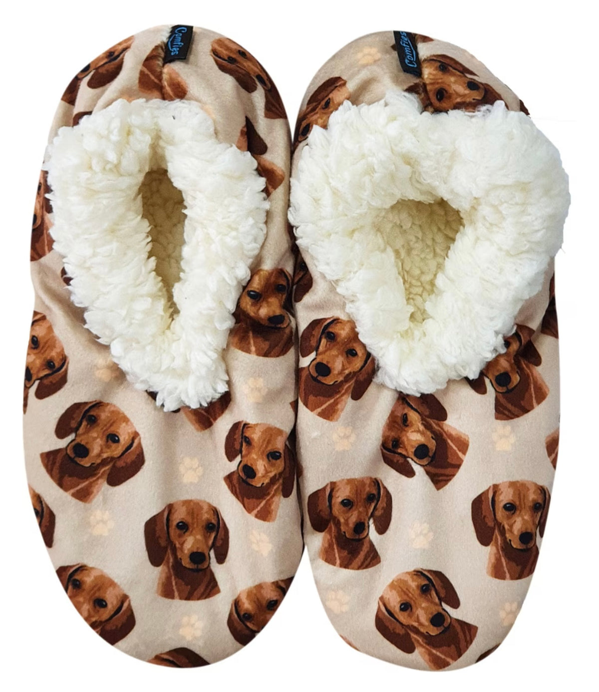 RED DACHSHUND Dog Ladies Non-Slip Slippers COMFIES BRAND By E&S Pets - Novelty Socks And Slippers