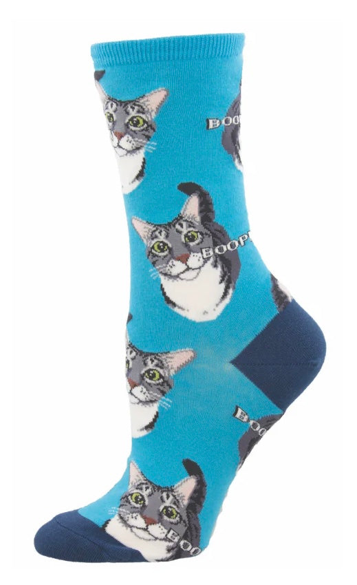 SOCKSMITH Brand Ladies CAT Socks ‘BOOP’ (Choose Color) - Novelty Socks And Slippers