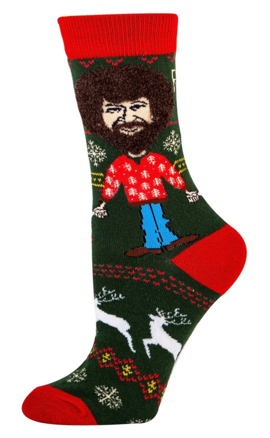 BOB ROSS Ladies UGLY CHRISTMAS SWEATER Socks OOOH YEAH Brand - Novelty Socks And Slippers